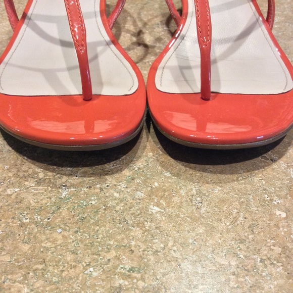 PRADA PATENT ORANGE TSTRAP WEDGE SANDAL - Picture 4 of 8